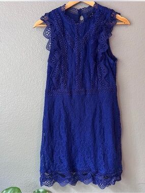 Lulus Royal Blue Lace Sleeveless Dress